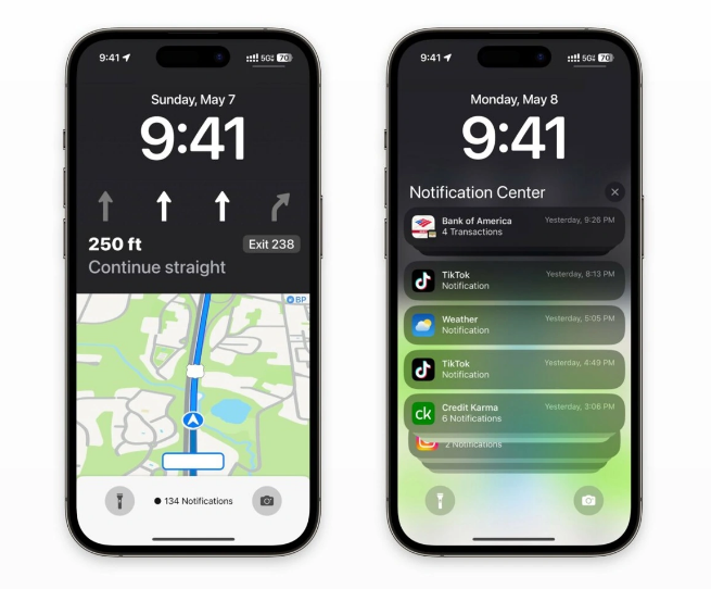 运城苹果维修服务分享iOS17锁屏地图导航半屏显示长什么样 